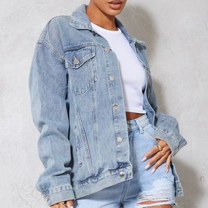 Vintage Wash Oversized Boyfriend Denim Jacket